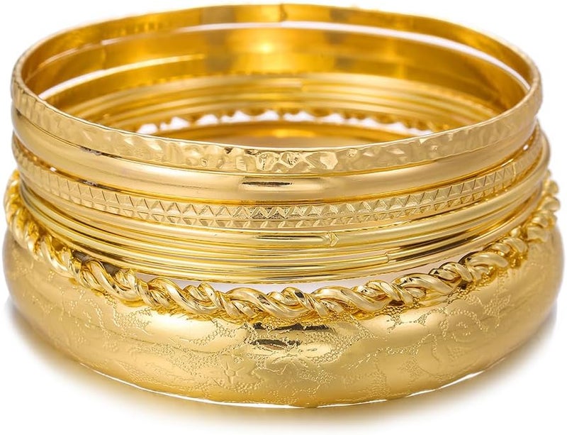 RINTOLER Store 16Pcs Gold Bangle Bracelets for Women - Multi Layer Stackable Textured Bracelets Boho Jewelrys Set. - Image 1